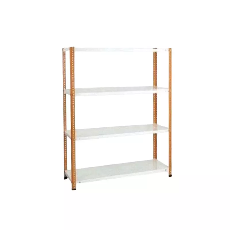 Spacious Luggage Rack Iron Orange and Ivory 4 Shelves 12x36x58 inch Size