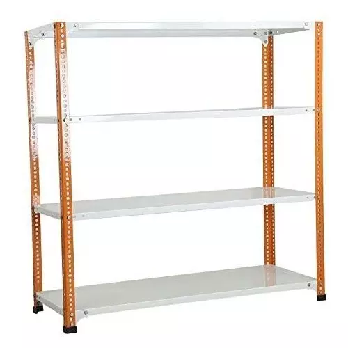 Spacious Luggage Rack Orange and White 4 Shelves 12x36x48 inch Size