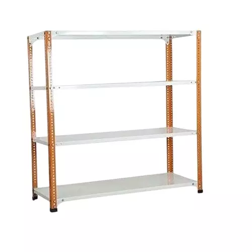 Spacious Luggage Rack Iron Orange and Ivory 4 Shelves 12x36x78 inch Size