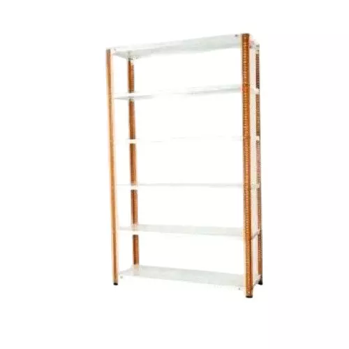 Spacious Luggage Rack Iron Orange and Ivory 6 Shelves 15x36x86 inch Size