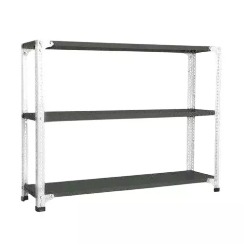 Spacious Luggage Rack White and Grey 3 Shelves 18x36x48 inch Size