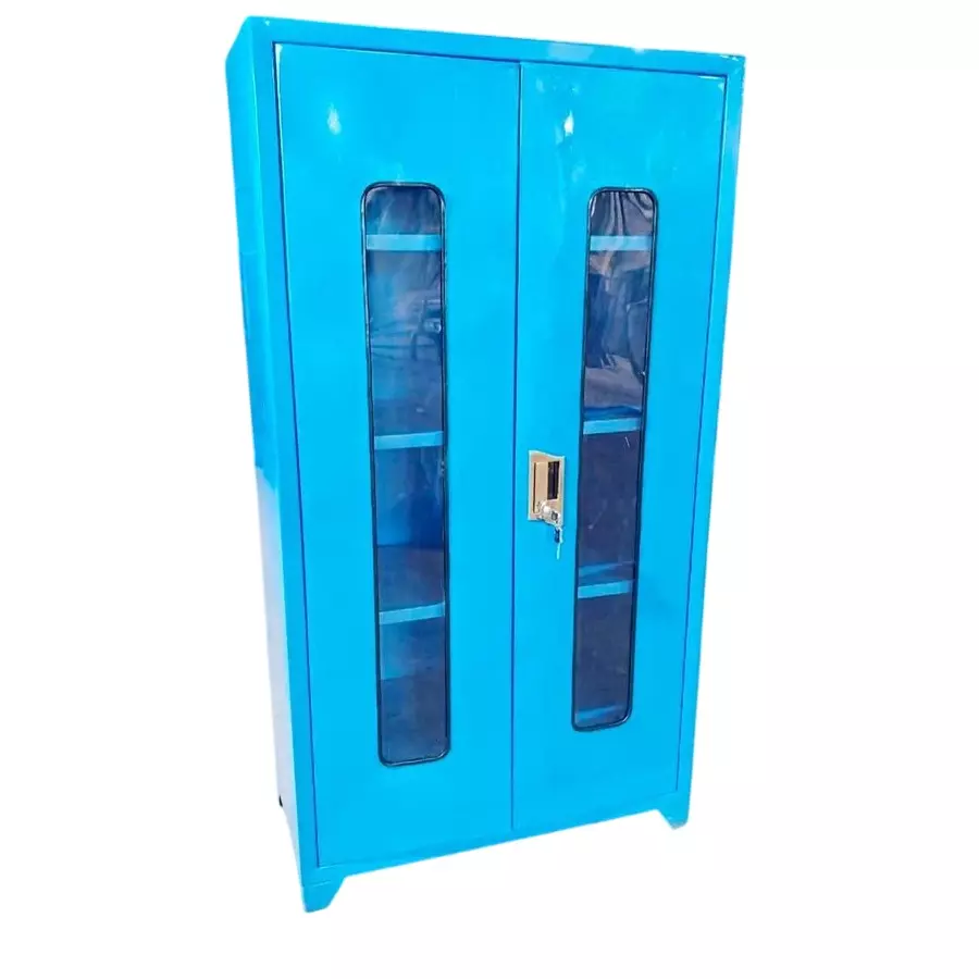 Rimsha Storage Cabinet with 4 Shelves, Dual Cabinets & Number Lock 1000x500x1500 mm Mild Steel for Industrial Use