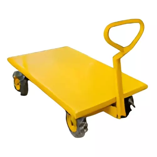 Rimsha Platform Trolley 10 Inch (25.4 cm) Wheel Size Solid Rubber Single Handle 900x600x750 mm Metal Sheet (On Top) 500 Kg Load Capacity for Industrial Use