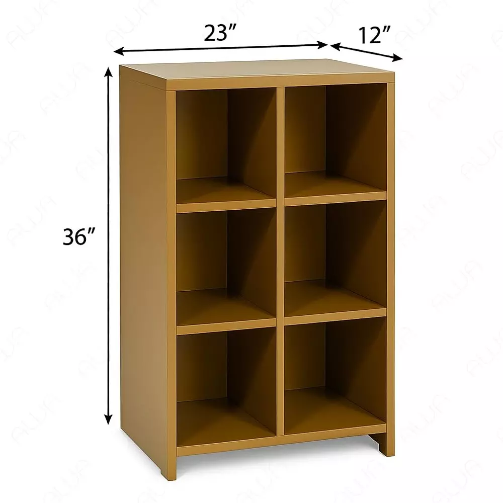 Menage 6-Cube Storage Organizer 6 Compartments 91.44x60.96x30.48 cm Gold Metal Frame