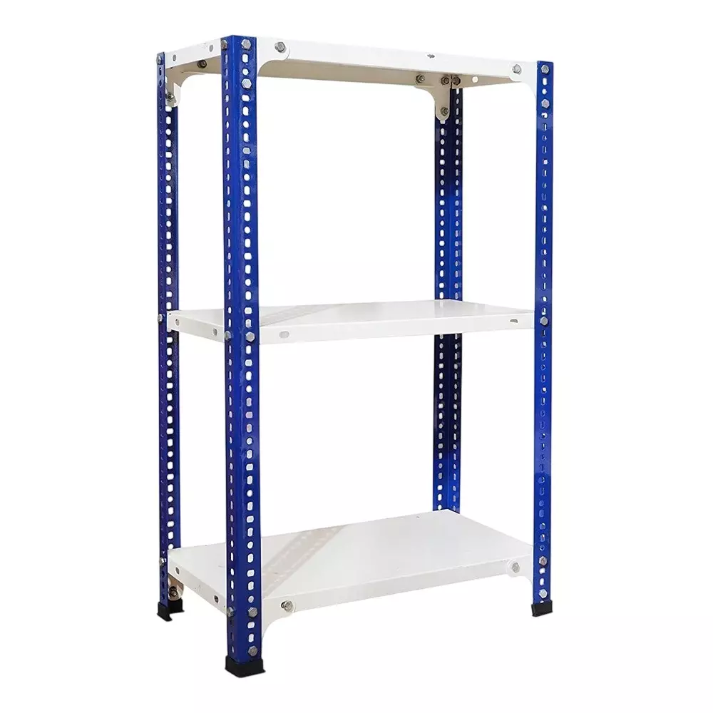 Spacious Metal Kitchen Cabinet Blue and Ivory 3 Shelves 12X24X23 inch Size