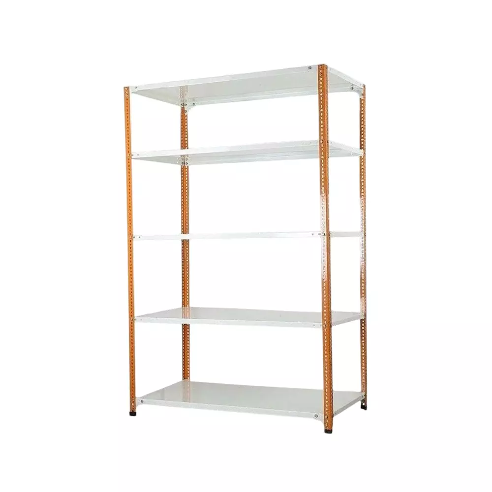 Buy Spacious Luggage Rack Iron Orange and Ivory 5 Shelves 15x36x48 inch ...
