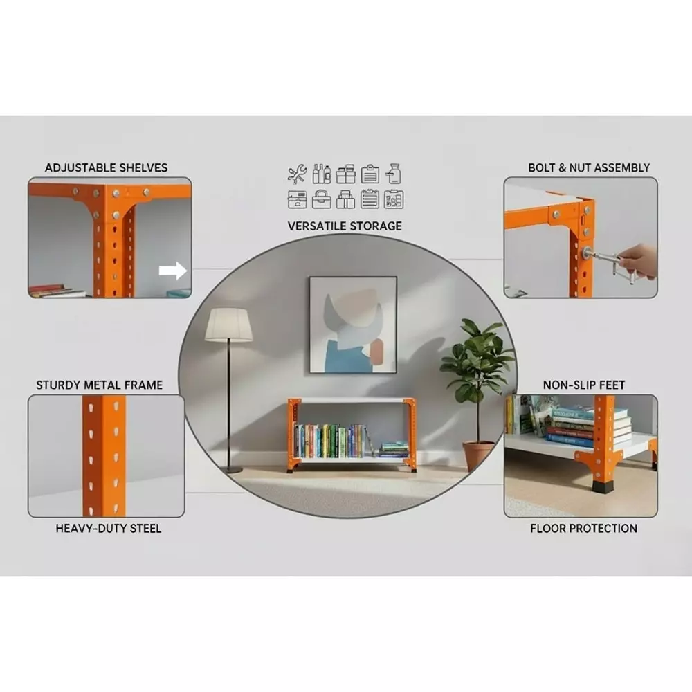 spacious-book-shelf-rack-orange-and-ivory-color-2-shelves-12x34x23-inch