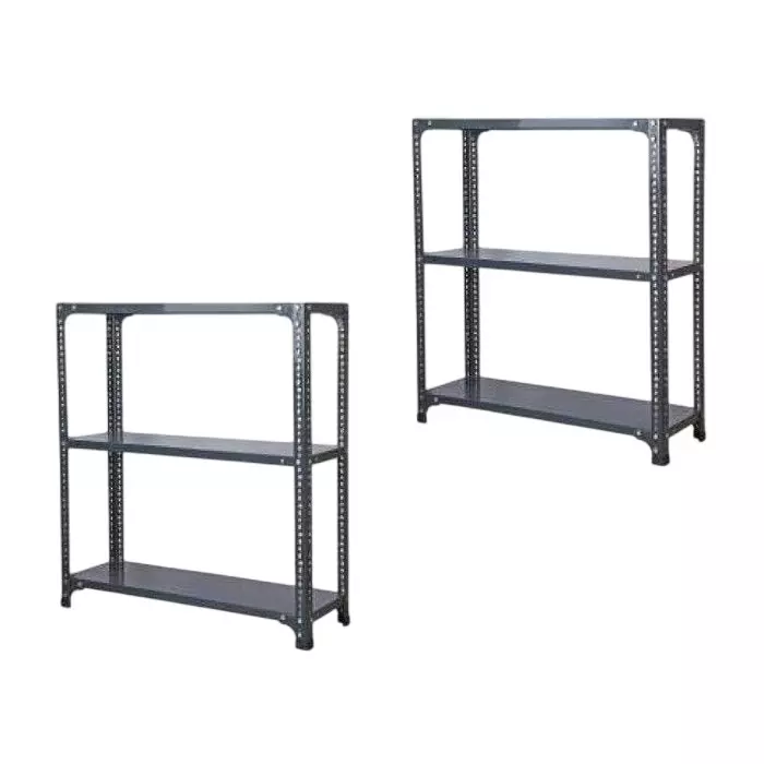 Spacious Luggage Rack Iron Grey Color 3 Shelves 9x33x35 inch Size (Pack of 2)