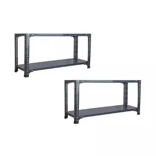 Spacious Luggage Rack Iron Grey Color 2 Shelves 12x24x35 inch Size (Pack of 2)