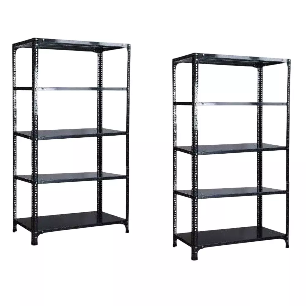 Spacious Luggage Rack Iron Grey Color 5 Shelves 12x24x71 inch Size (Pack of 2)