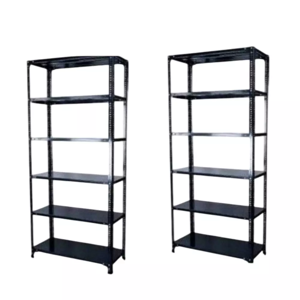 Spacious Luggage Rack Iron Grey Color 6 Shelves 12x24x61 inch Size (Pack of 2)