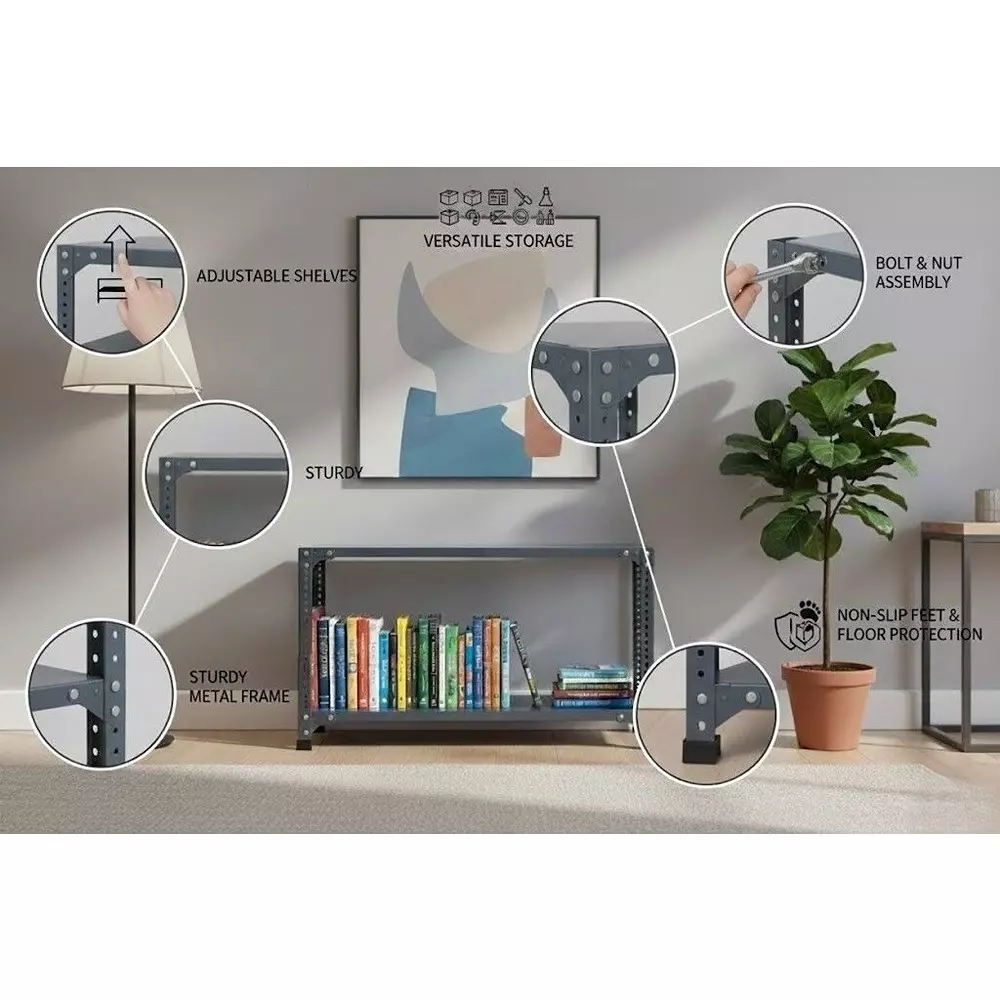 spacious-book-shelf-rack-metal-grey-2-shelves-9x35x30-inch-size