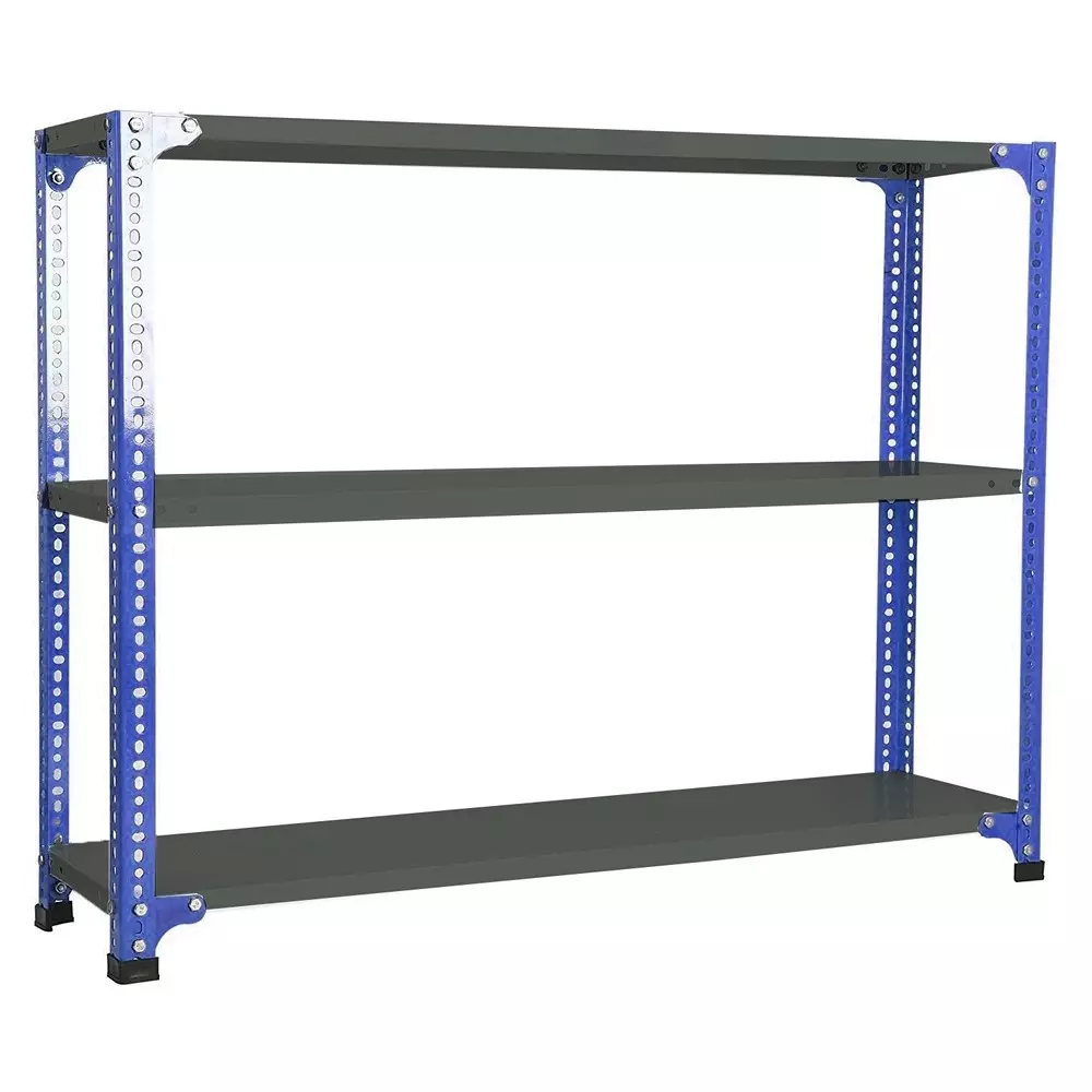Spacious Luggage Rack Blue and Grey 3 Shelves 12x36x36 inch Size