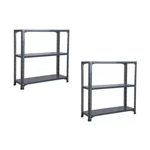 Spacious Luggage Rack Grey 3 Shelves 12x33x47 inch Size (Pack of 2)