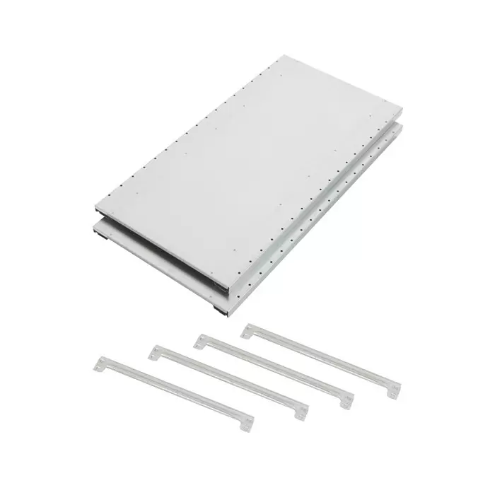 Manorga RAL 7040 4 Shelf Sheet Steel Galvanised Storage Rack System Shelving System 3000 Kg Load, ATL2TABTOLHOR1260 (Pack of 2)