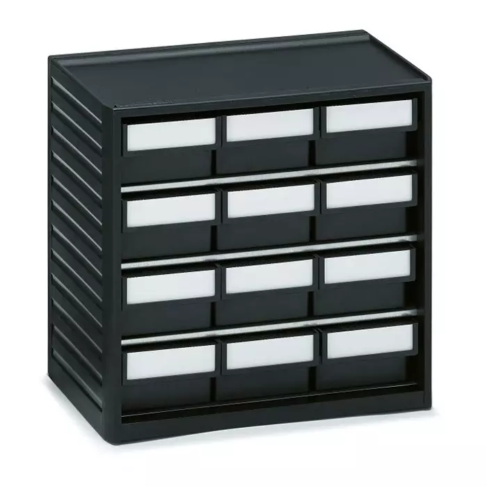 Treston 12 Drawer Storage Unit PP 290 x310 x180 mm Black, 294-4ESD
