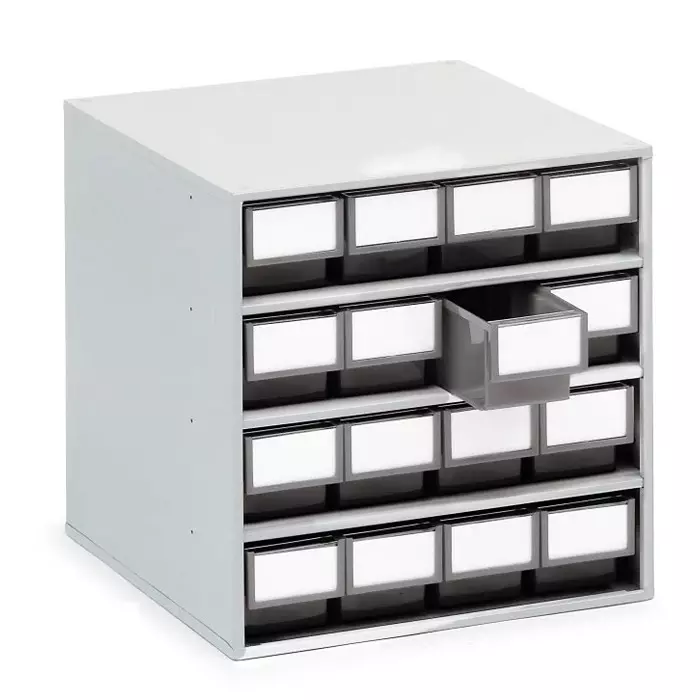 Treston 16 Drawer Storage Unit Plastic 395 x400 x400 mm Grey, 1640-3