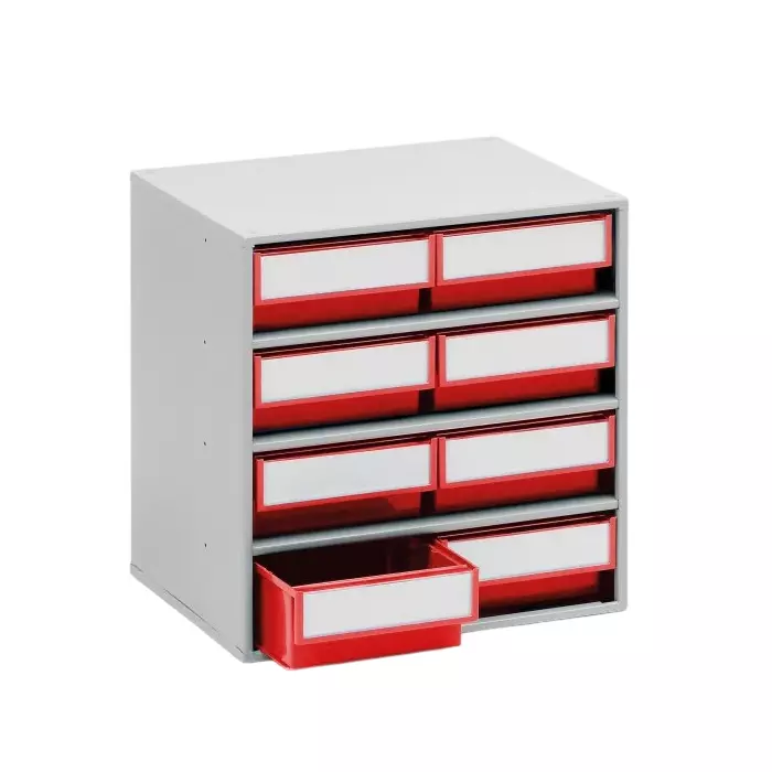Treston 8 Drawer Storage Unit Plastic 395 x400 x300 mm Red, 0830-5