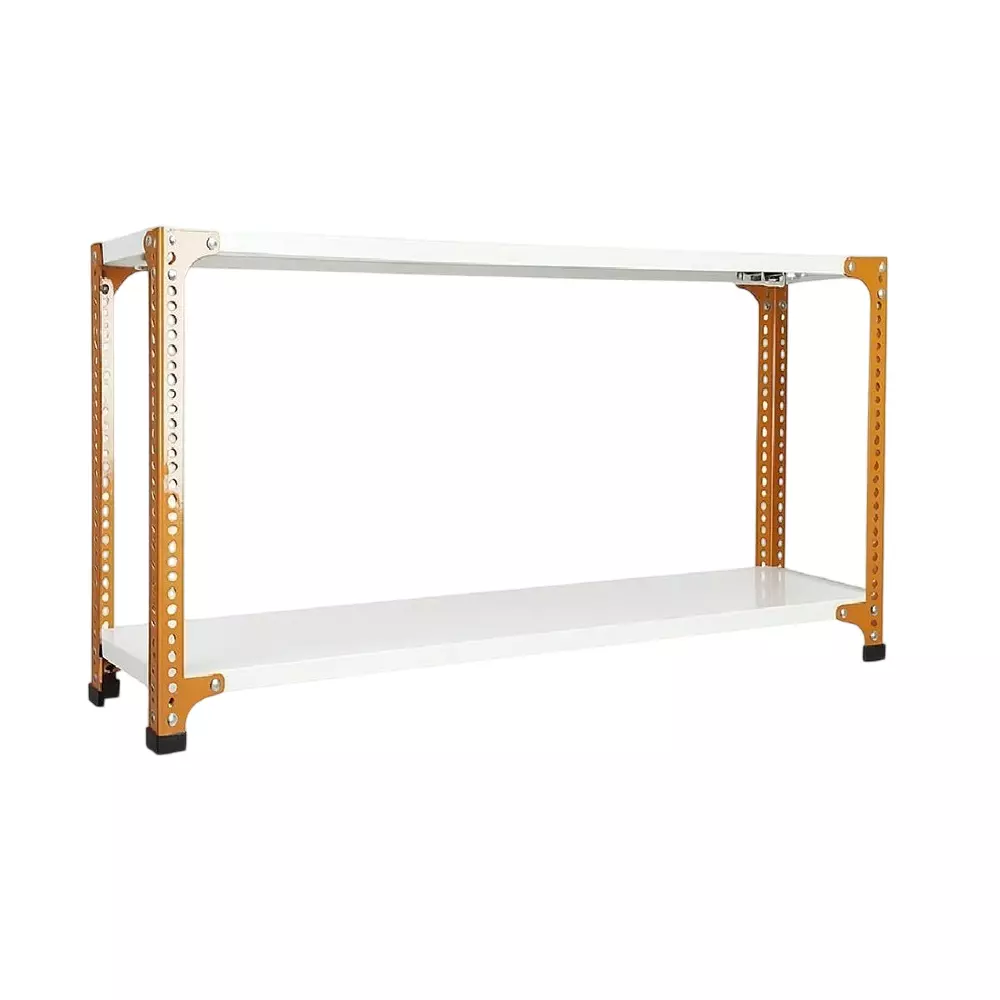 Spacious Shopsy Book Shelf Storage Rack Metal Orange and Ivory Color 2 Shelves 12x32x25 inch, SHP-ONG/IVRY12x32x25