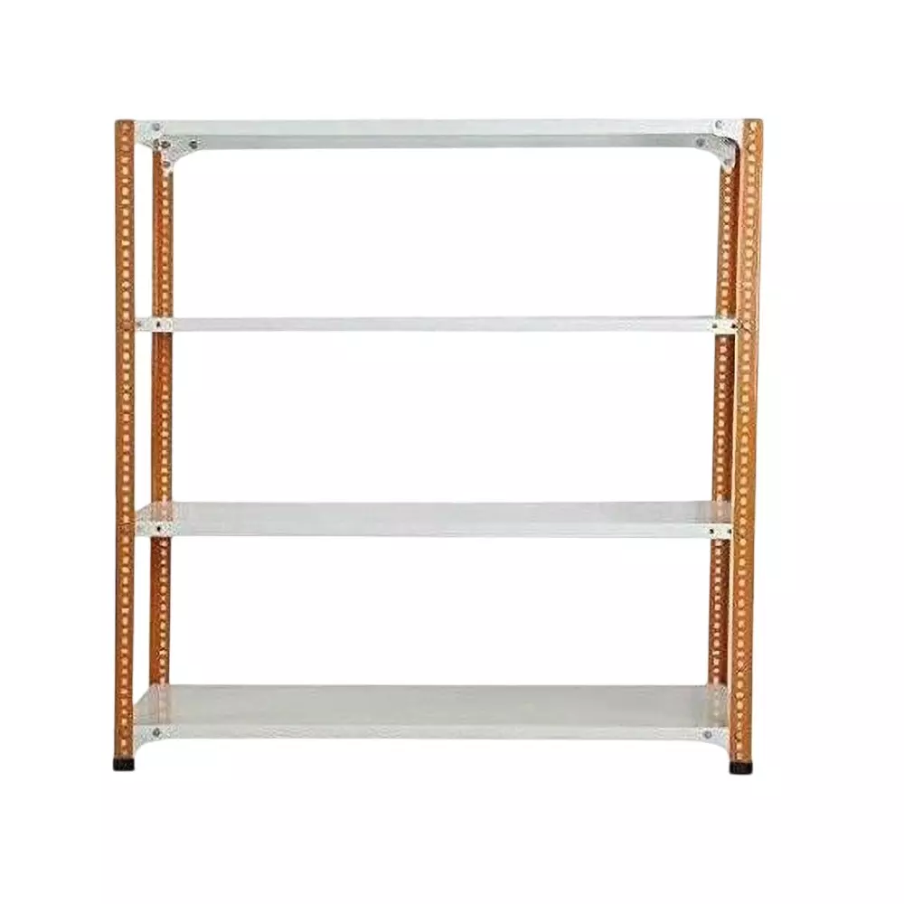 Spacious Metal Kitchen Cabinet Orange and Ivory 4 Shelves 12x36x72 inch Size
