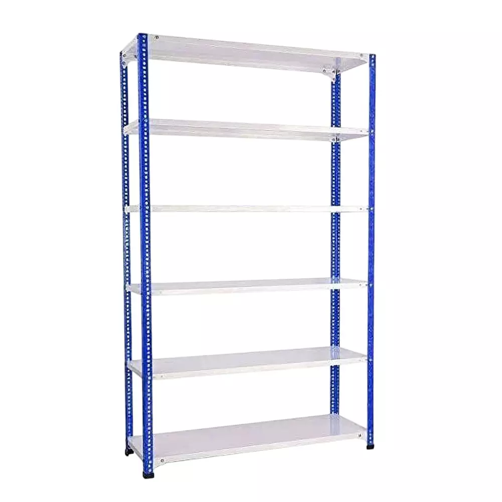 Spacious Metal Kitchen Cabinet Blue and Ivory 6 Shelves 12x36x72 inch Size