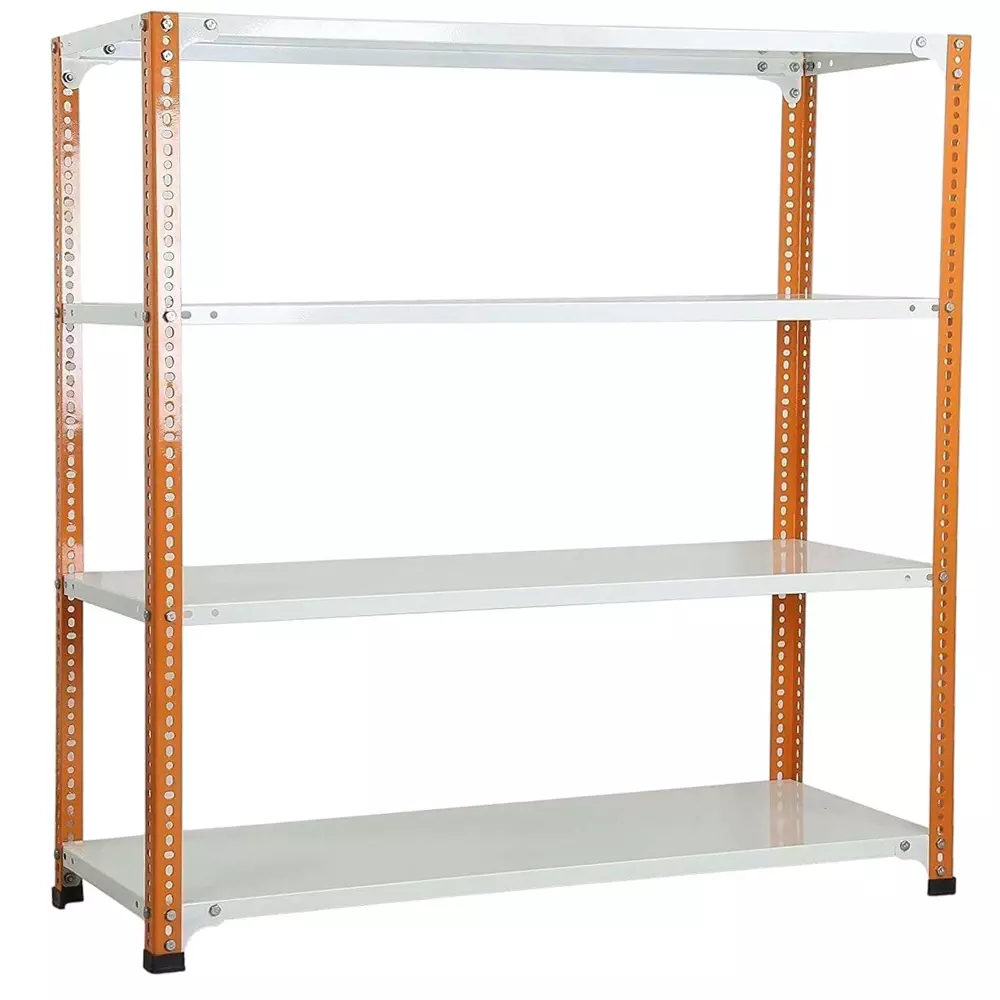 Spacious Metal Kitchen Cabinet Orange and Ivory Color 4 Shelves 15(D) x 36(W) Inch