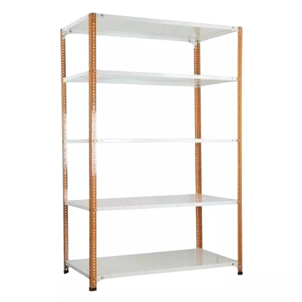 Spacious Metal Kitchen Cabinet Orange and Ivory 5 Shelves 12X24X37 inch Size