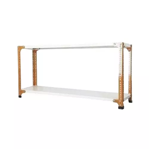Spacious Luggage Rack Iron Orange and Ivory 2 Shelves 18x36x35 inch Size