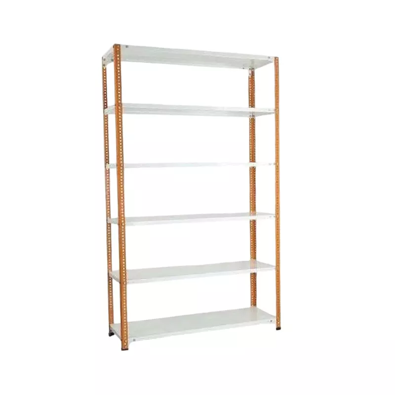 Spacious Luggage Rack Iron Orange and Ivory 6 Shelves 15x36x58 inch Size