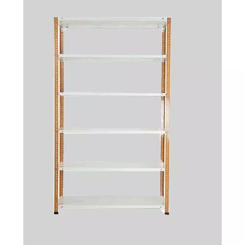 spacious-luggage-rack-iron-orange-and-ivory-6-shelves-15x36x58-inch