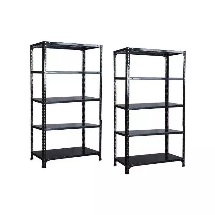 Spacious Luggage Rack Iron Grey Color 5 Shelves 12x24x87 inch Size (Pack of 2)
