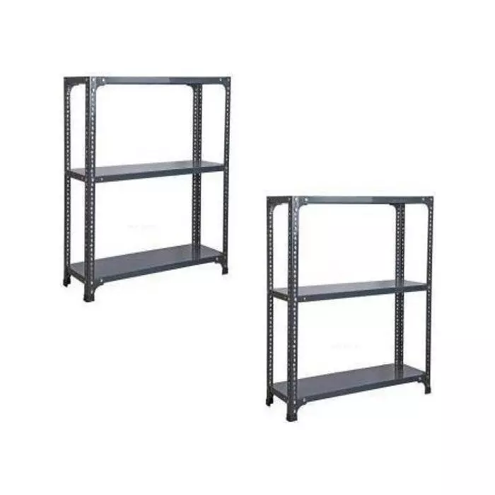 Spacious Luggage Rack Iron Grey Color 3 Shelves 9x33x48 inch Size (Pack of 2)
