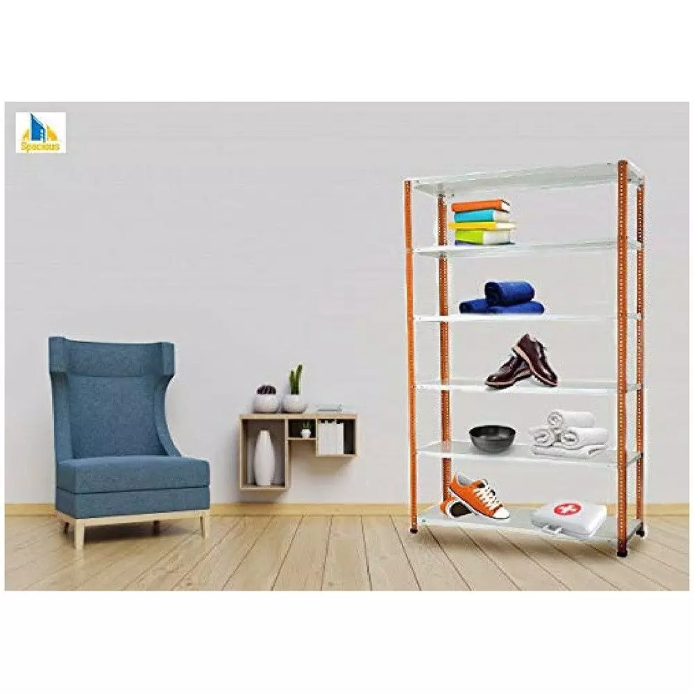 spacious-luggage-rack-orange-and-white-6-shelves-18x36x72-inch-size