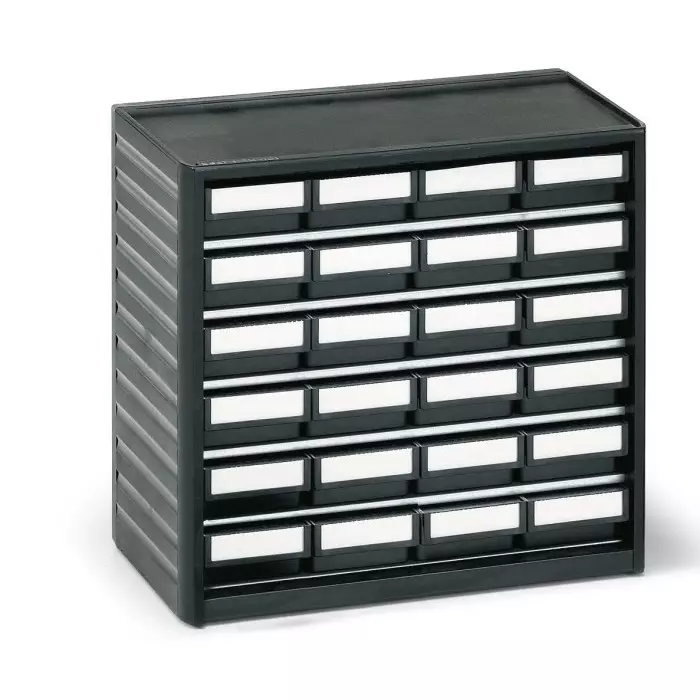 Treston 24 Drawer Storage Unit PP 290 x310 x180 mm Black, 291-4ESD