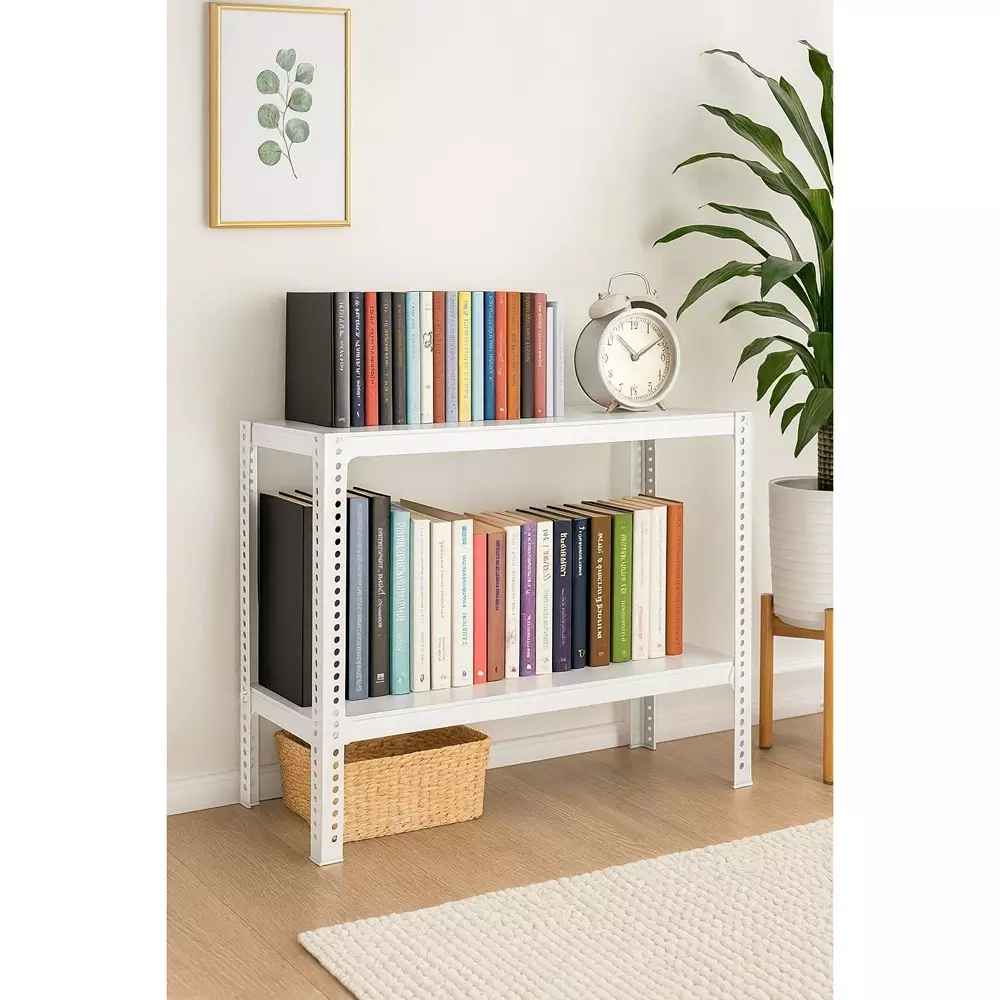 spacious-shopsy-book-shelf-storage-rack-metal-white-2-shelves-12x34x26-inch-shopwht12x34x26