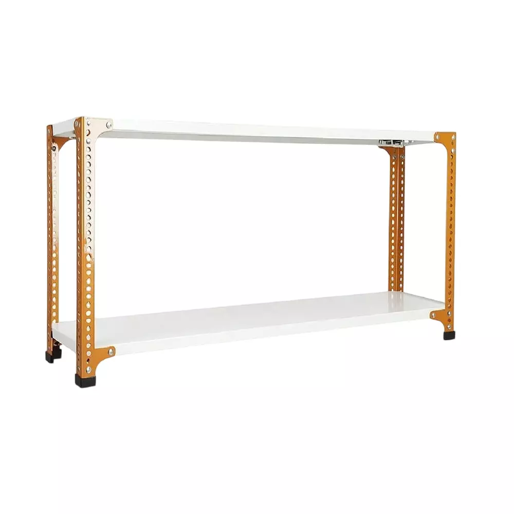 Spacious Shopsy Book Shelf Storage Rack Metal Orange and Ivory Color 2 Shelves 12x36x25 inch, SHP-ONG/IVRY12x36x25