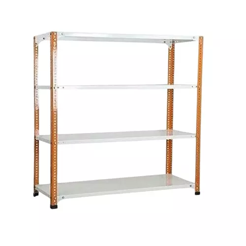 Spacious Luggage Rack Iron Orange and Ivory 4 Shelves 12x36x73 inch Size