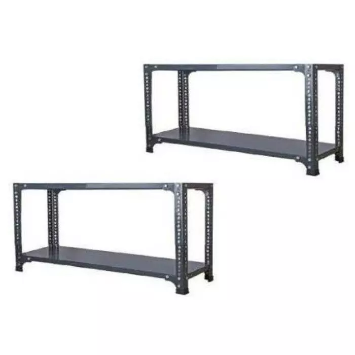 Spacious Luggage Rack Grey 2 Shelves 15x33x36 inch Size (Pack of 2)