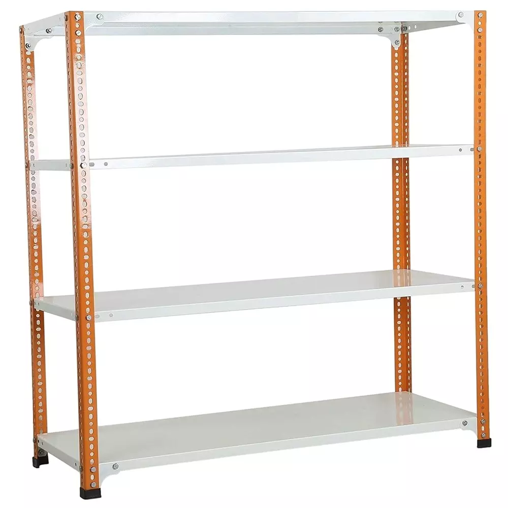 Spacious Luggage Rack Orange and Ivory Color 4 Shelves 12(D) x 36(W) Inch
