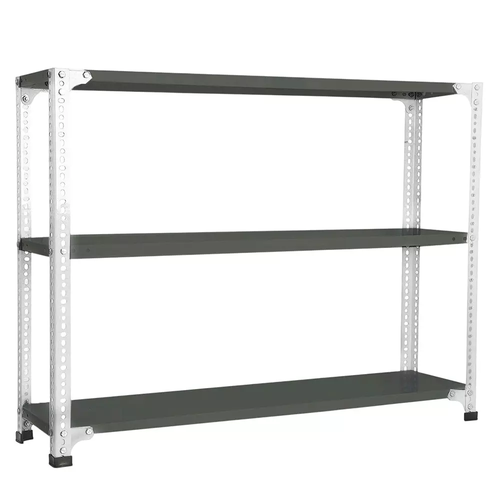 Spacious Luggage Rack White and Grey 3 Shelves 12x36x47 inch Size