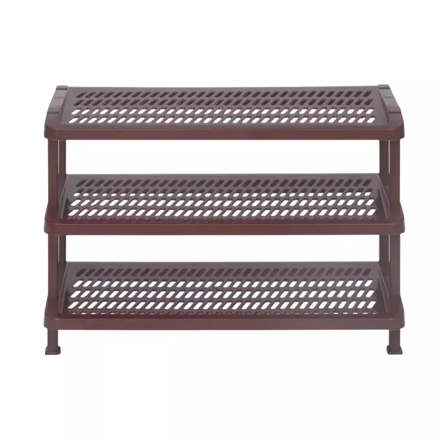 Nilkamal Multipurpose Plastic Rack With 3 Shelves Maroon Color