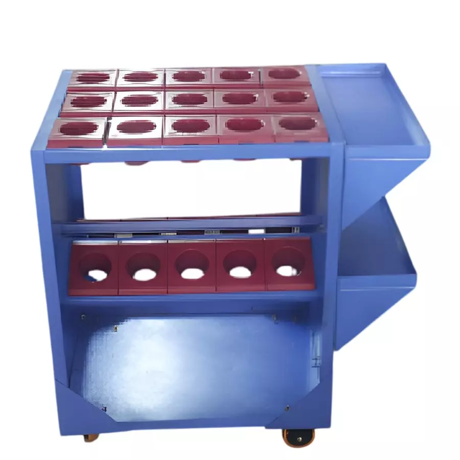Rimsha Tool Holder Trolley with 25 Pockets 4 Inch (10.16 cm) Wheel Size 600x450x750 mm Mild Steel for Industrial Use