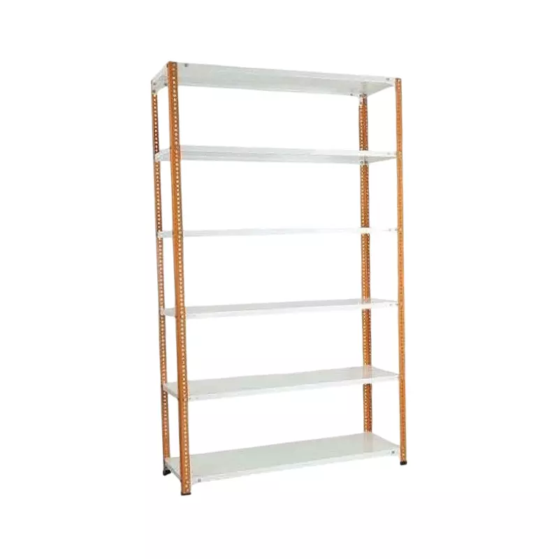 Spacious Luggage Rack Iron Orange and Ivory 6 Shelves 12x36x86 inch Size
