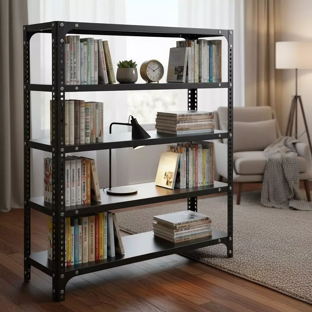 spacious-book-shelf-rack-metal-grey-5-shelves-36x36x9-inch-size