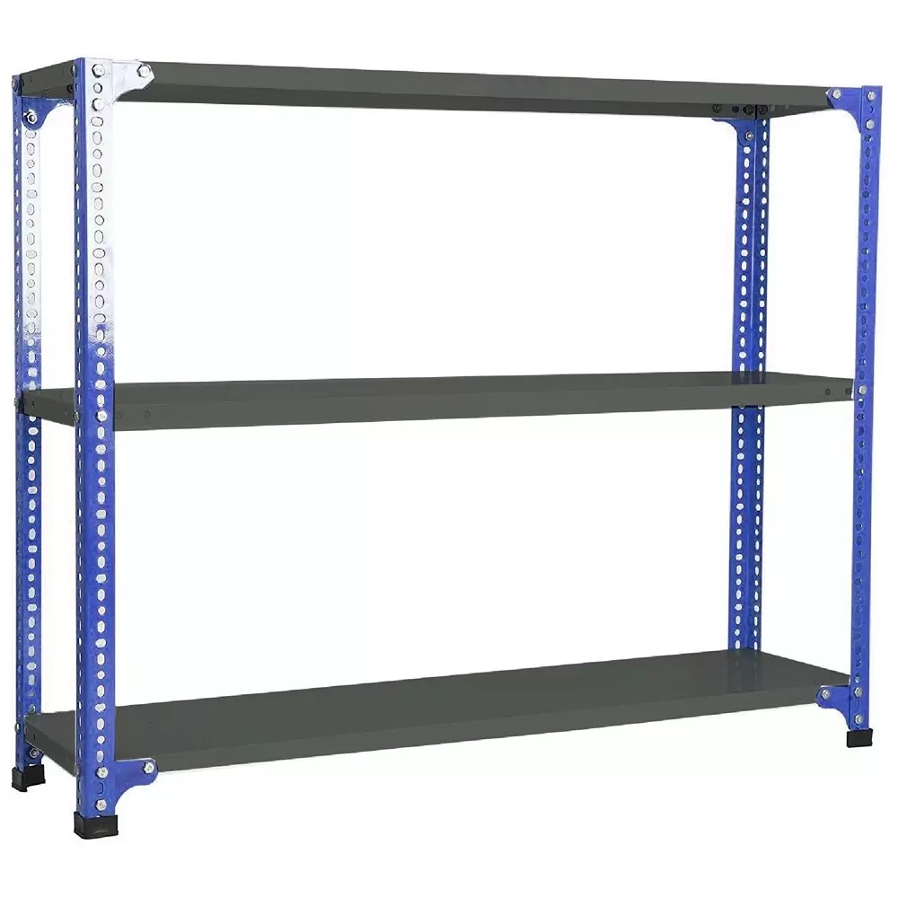 Spacious Luggage Rack Blue and Grey 3 Shelves 18x36x48 inch Size