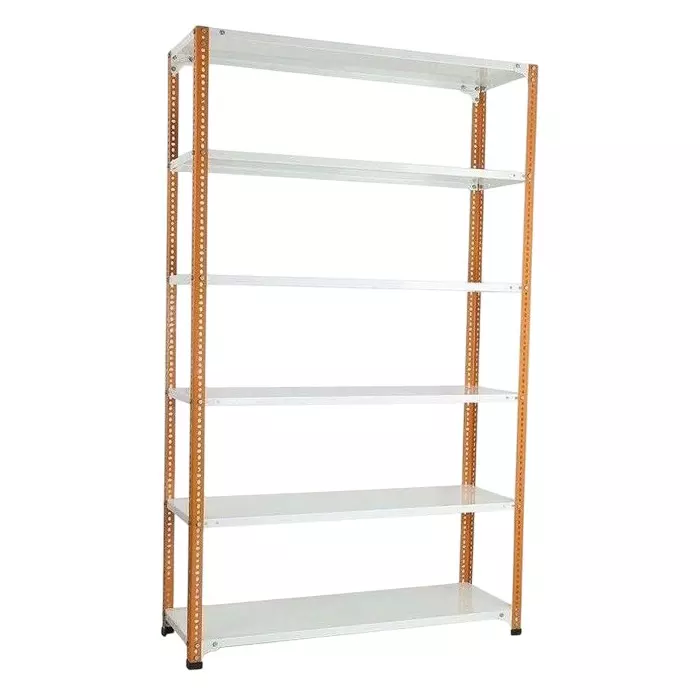 Spacious Luggage Rack Orange and White 6 Shelves 18x36x86 inch Size