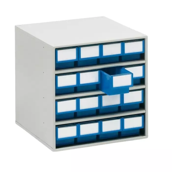 Treston 16 Drawer Storage Unit Plastic 395 x400 x400 mm Blue, 1640-6