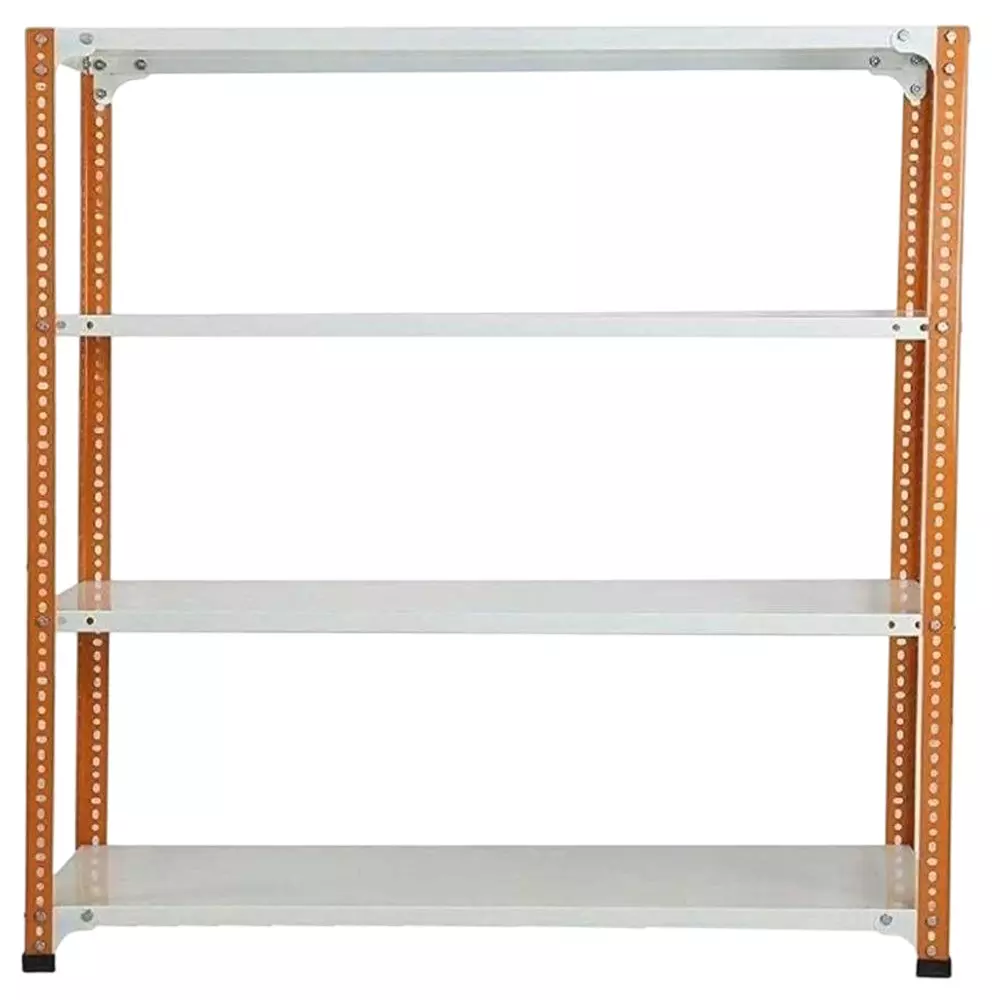 Spacious Metal Kitchen Cabinet Orange and Ivory 4 Shelves 12X36X88 inch Size