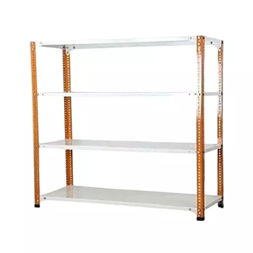 Spacious Luggage Rack Iron Orange and Ivory 4 Shelves 18x36x61 inch Size