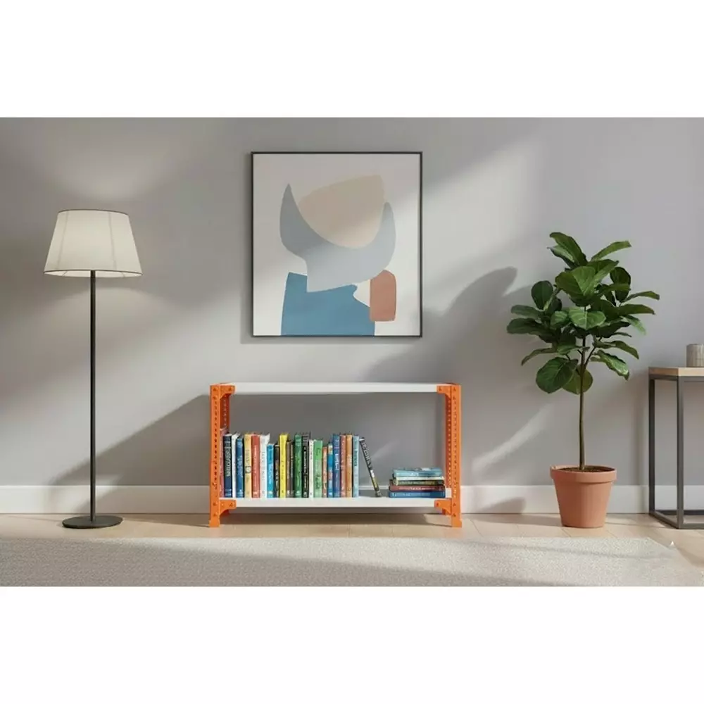 spacious-book-shelf-rack-orange-and-ivory-color-2-shelves-12x33x25-inch